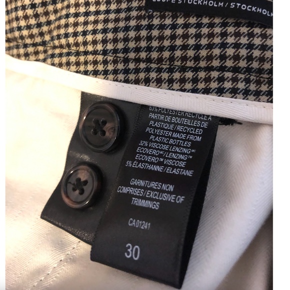 Brown plaid check Stockholm slim fit eco-friendly pants NWT - Picture 7 of 9